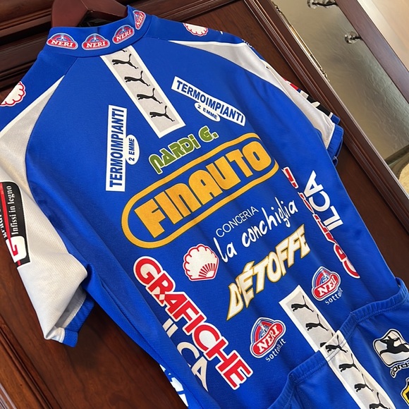 Puma Finauto Rare Multicolored Royal Blue Biker Rear Pocketed Racing Shirt! - Picture 8 of 8